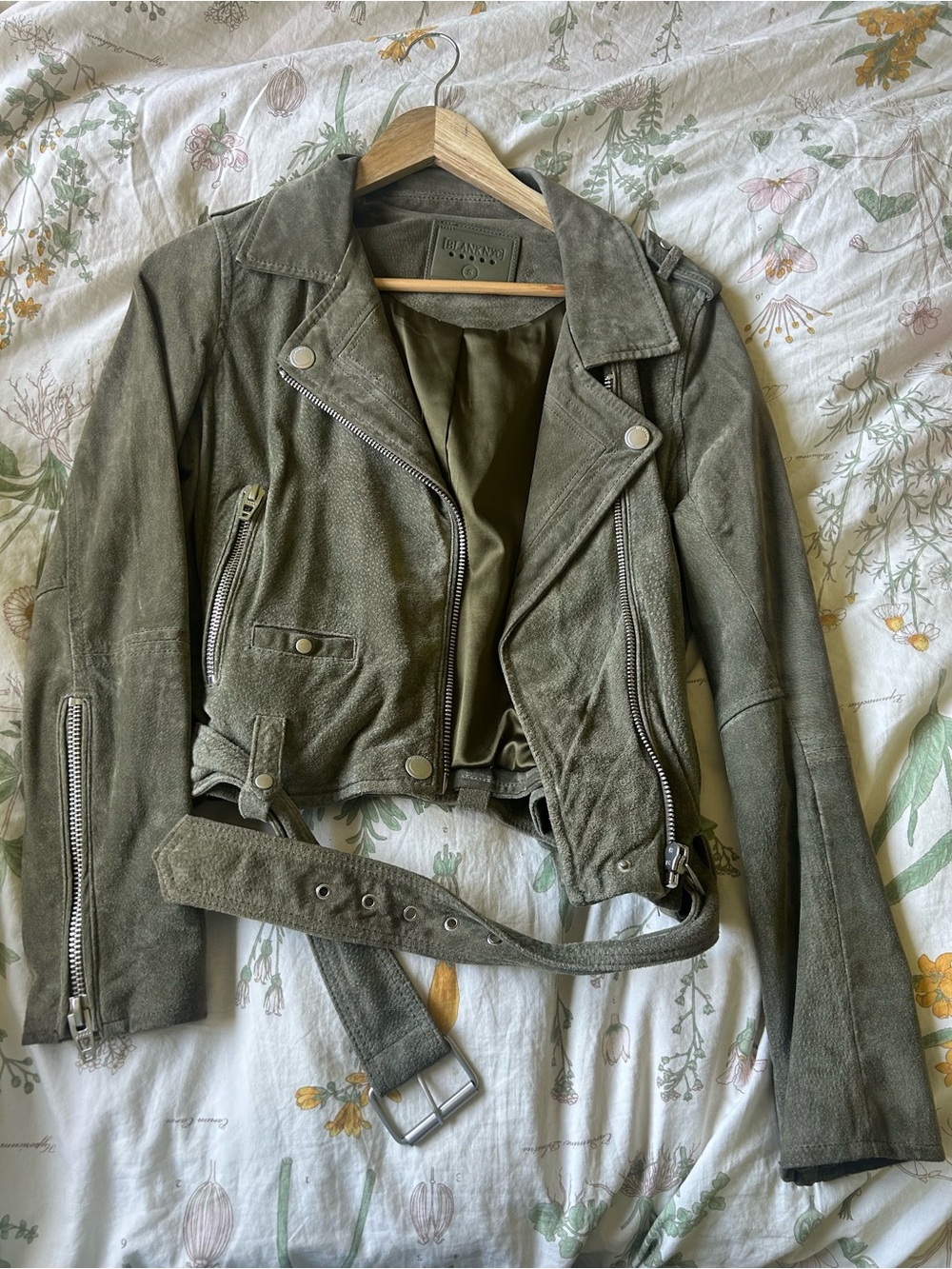 Blank NYC Olive Green Suede Biker Jacket
